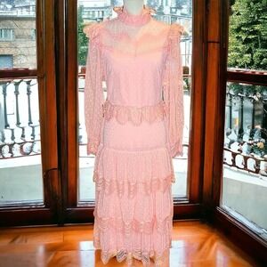 NWT Luzia Fazzolli Dress Tule Chantilly Lace Maxi Euro 38 US 6-8 Victorian